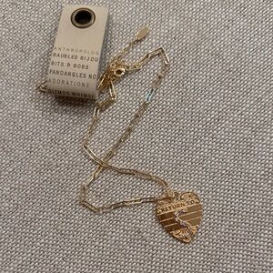 Anthropologie Gold Heart Initial S Pendant Necklace NWT